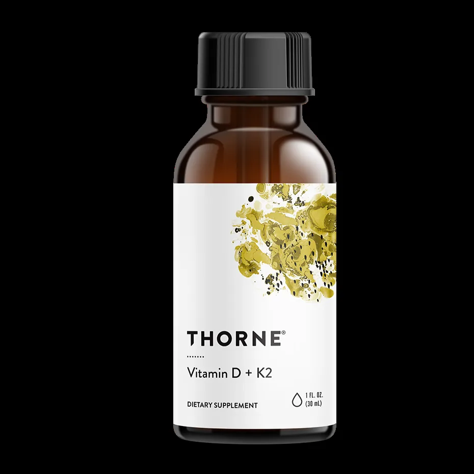 Thorne Vitamin D + K2 supplement featured on the clinic’s current website